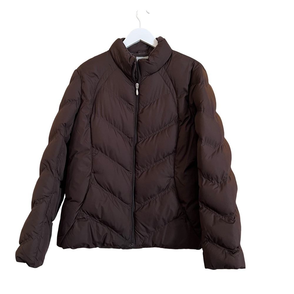 Athletic Works Brown Zip Up Quilted Puffer Coat Jacket Lightweight Size 1X